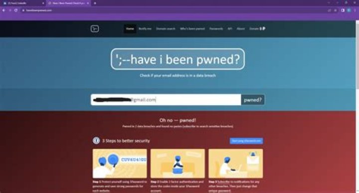What does pwned on 3 breached sites and found no pastes mean?